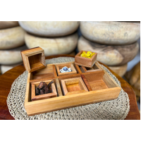 Mahogany Sorting Tray - 6 Compartments & Boxes