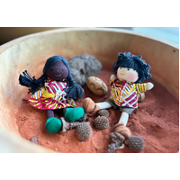 Aboriginal Boy & Girl Mini Dolls 16cm - Set of 2 Bush Melon Black