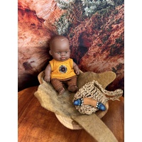 Aboriginal Australian 21cm Baby Boy Coolamon Set