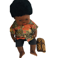 Aboriginal Boy Doll dressed in Fire Dreaming Olive Outfit