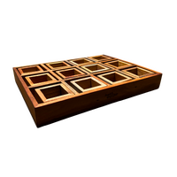 Mahogany Sorting Tray - 12 Compartments & Boxes