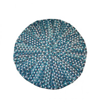 Felt Ball Rug 100cm Blue Tones