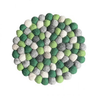 Felt Ball Mat 20cm Green Tones