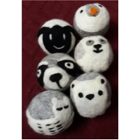 Felt Ball with Animal Faces Set of 6