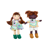 Aboriginal Boy & Girl Mini Dolls 16cm Set of 2 Meeting Places ECRU