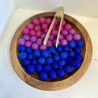 Sunset Felt Balls in Wooden Dish with Tongs